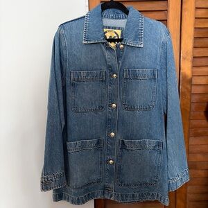 Michael Kors Denim Chore Jacket with Gold Buttons